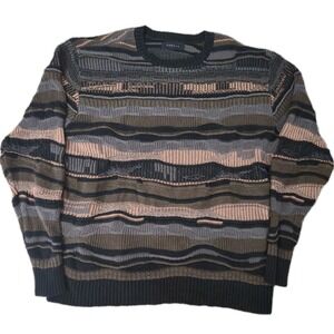 Vintage 3D Knit Mens Large Sweater 90s Coogi Style Pacsun Dark Textured